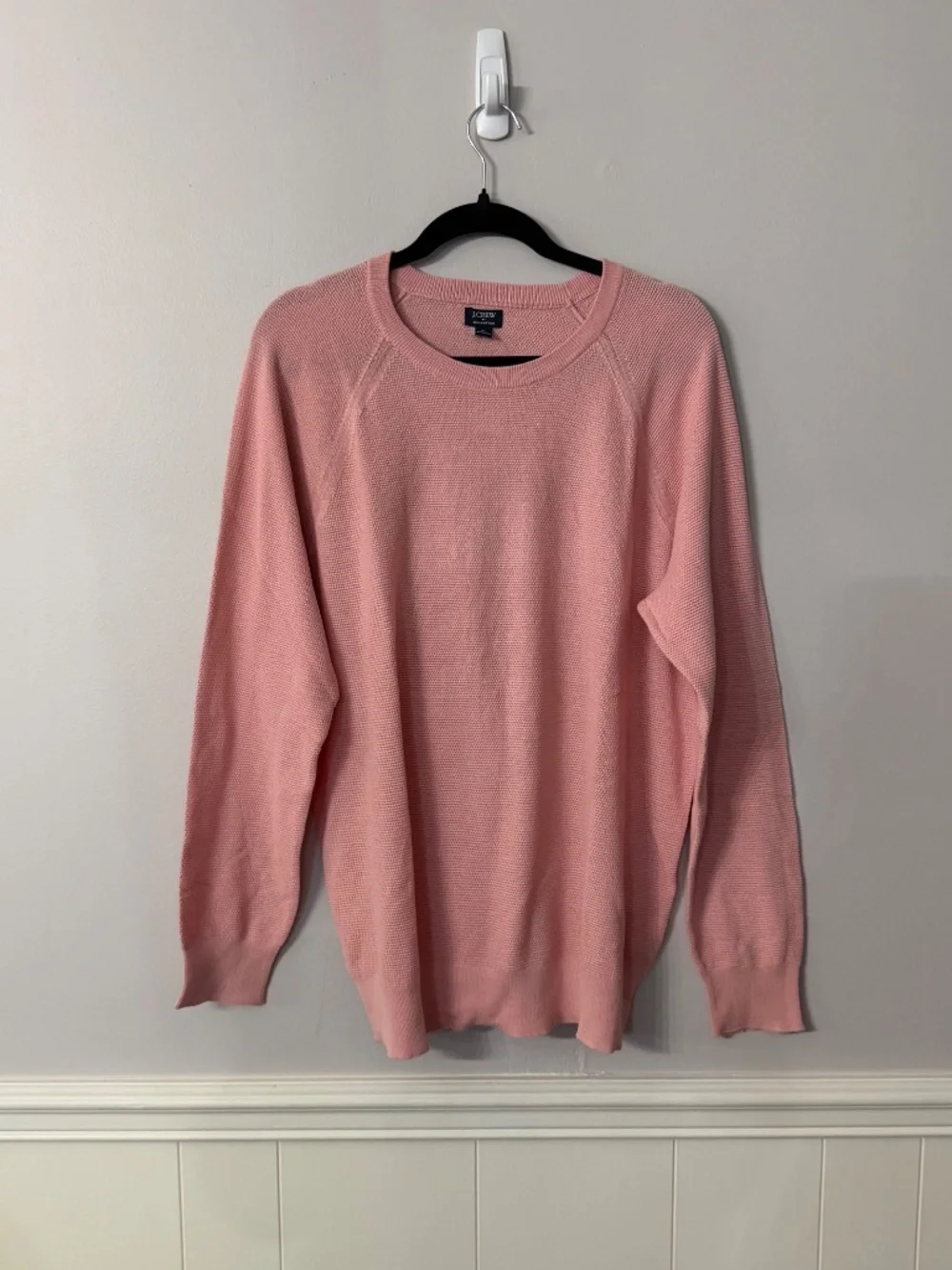 J. Crew Men’s Salmon Pink Long Sleeve Cotton Knit Crewneck Sweater Sz XL NWT